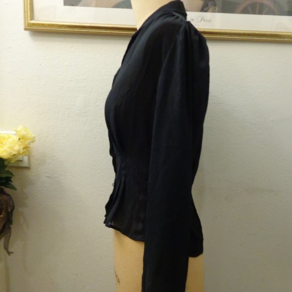 At Once Vintage Black Long Sleeve Button Down Blouse Top - Picture 5 of 7
